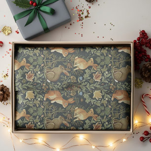 Papel De Seda Navidades de William Morris Woodland Floral Rabbit
