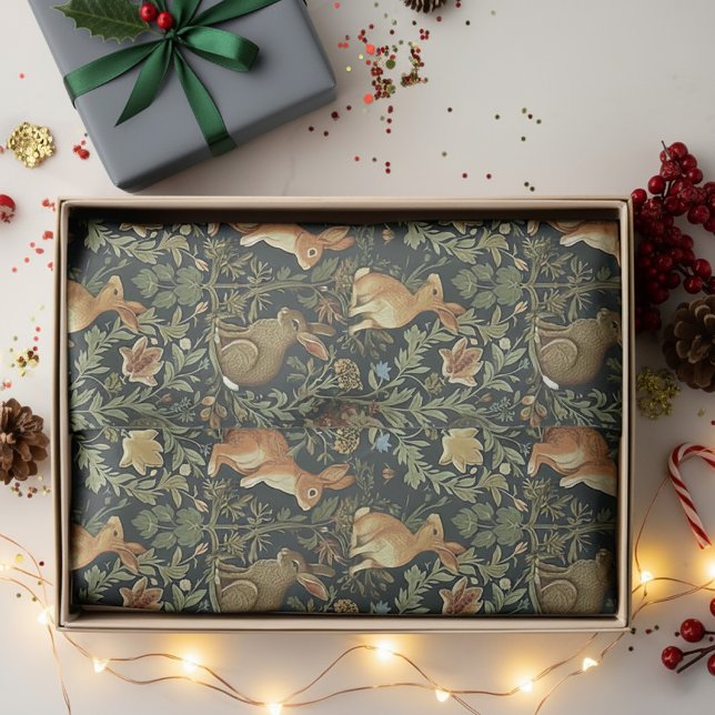 Papel De Seda Navidades de William Morris Woodland Floral Rabbit (Subido por el creador)