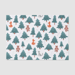 Papel De Seda Navidades de Woodland - Árboles, oso y Fox