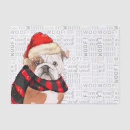 Papel De Seda Navidades de Woof Word Art y Bulldog inglés
