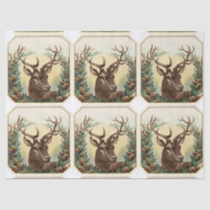 PAPEL DE SEDA NAVIDADES DEER CON PINO CONE CROWN