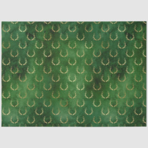 Papel De Seda Navidades del Boho Green Gold Antlers