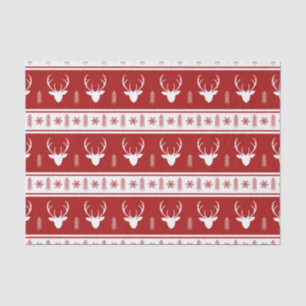 Papel De Seda Navidades del Boho Red White Reindee Snowflake