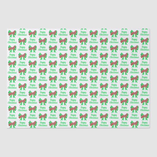 Papel De Seda Navidades del Collie Fronterizo Perro y Blanco Bow (Anverso)