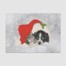 Papel De Seda Navidades del gato Santa Cap Cute Dog