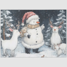 Papel De Seda Navidades del Ilustracion Forestal Artista Snowman