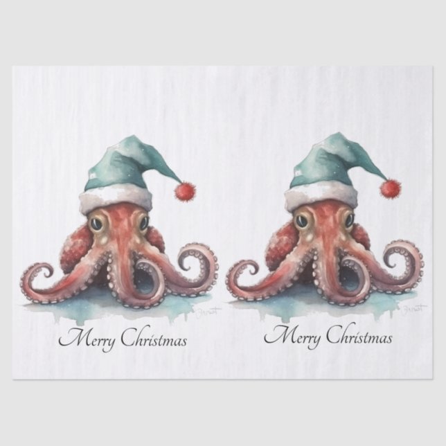Papel De Seda Navidades del Octopus Alegría, personalizado (Anverso)