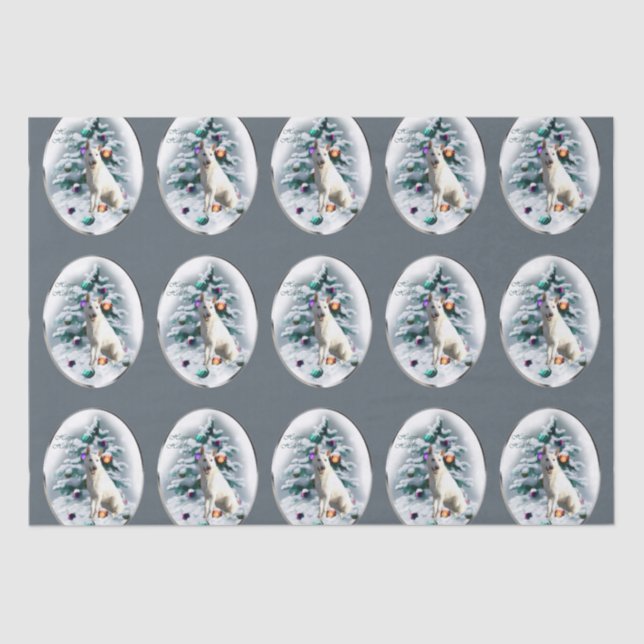 Papel De Seda Navidades del Pastor Alemán Blanco (Anverso)