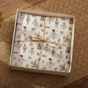 Papel De Seda Navidades del patrón de nutcracker de color acuáti