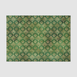 Papel De Seda Navidades del patrón oro verde de Glam