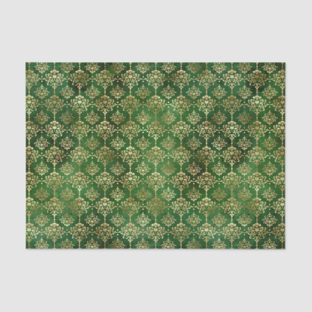 Papel De Seda Navidades del patrón oro verde de Glam (Anverso)