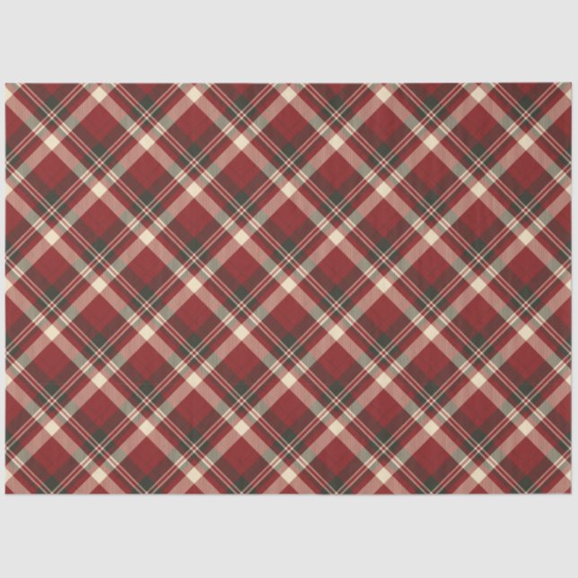 Papel De Seda Navidades del patrón rojo de búfalo verde (Anverso)