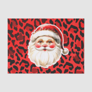 Papel De Seda Navidades del Retro Santa Claus del Leopardo Rojo