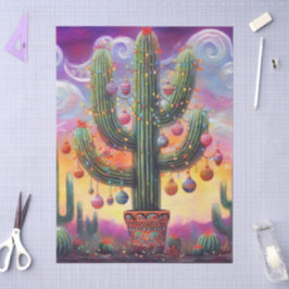 Papel De Seda Navidades del sudoeste de Saguaro Cactus Decoupage