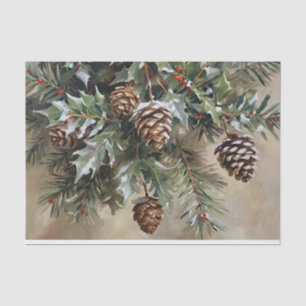 Papel De Seda Navidades desalojan a Holly y Pinecones