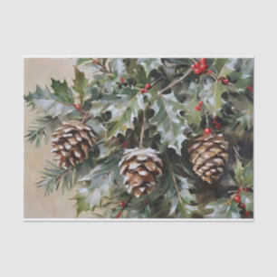 Papel De Seda Navidades desalojan a Holly y Pinecones