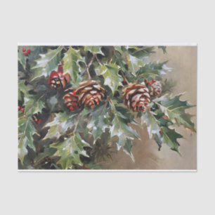 Papel De Seda Navidades desalojan a Holly y Pinecones