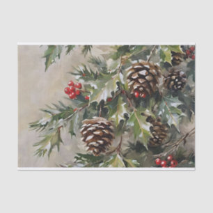 Papel De Seda Navidades desalojan a Holly y Pinecones