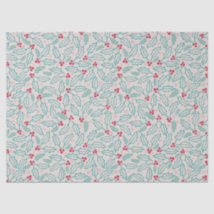 Papel De Seda Navidades dibujados a mano Holly Berries Blanco Ve