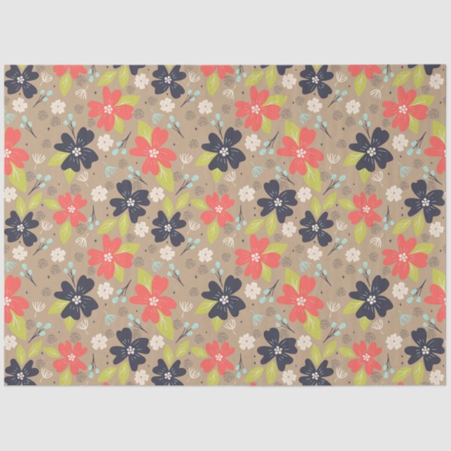 Papel De Seda Navidades dibujados a mano Poinsettia Marina Blanc (Anverso)