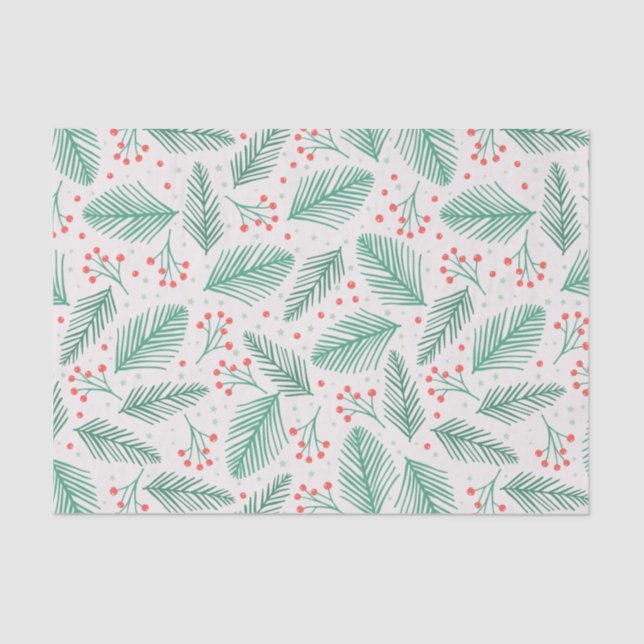 Papel De Seda Navidades dibujados a mano Ramas de Pino Ropa Verd (Anverso)