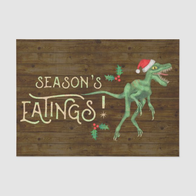 Papel De Seda Navidades divertidos comiendo dinosaurios de Veloc (Anverso)