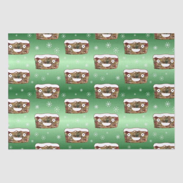 Papel De Seda Navidades divertidos Fruitakes Pattern Green (Anverso)