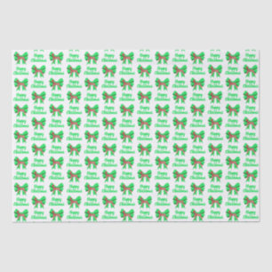 Papel De Seda Navidades Doberman Silhouette Perro y Bow Verde Bl