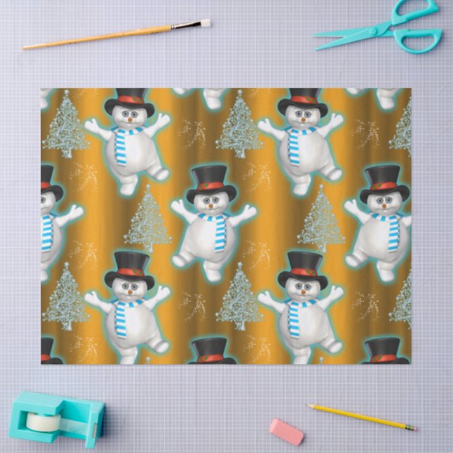 Papel De Seda Navidades dorados de bailarines felices (Artesanía)