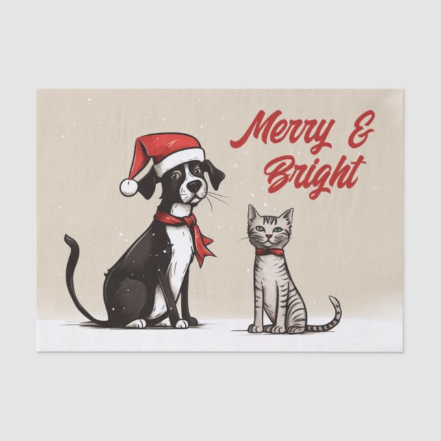 Papel De Seda Navidades dulces de perro y gato (Anverso)