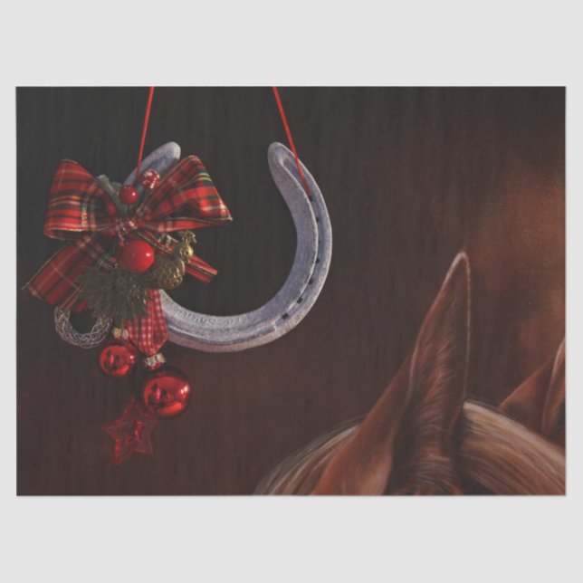 Papel De Seda Navidades ecuestres colgando foto de herradura (Anverso)