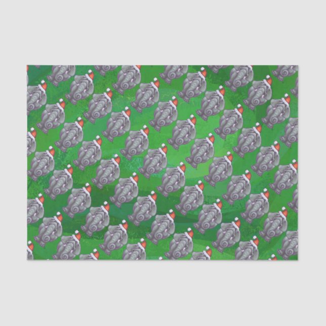 Papel De Seda Navidades Elefantes En Verde (Anverso)