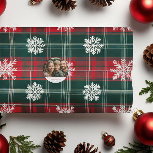 Papel De Seda Navidades elegantes copos de nieve rojos y verdes