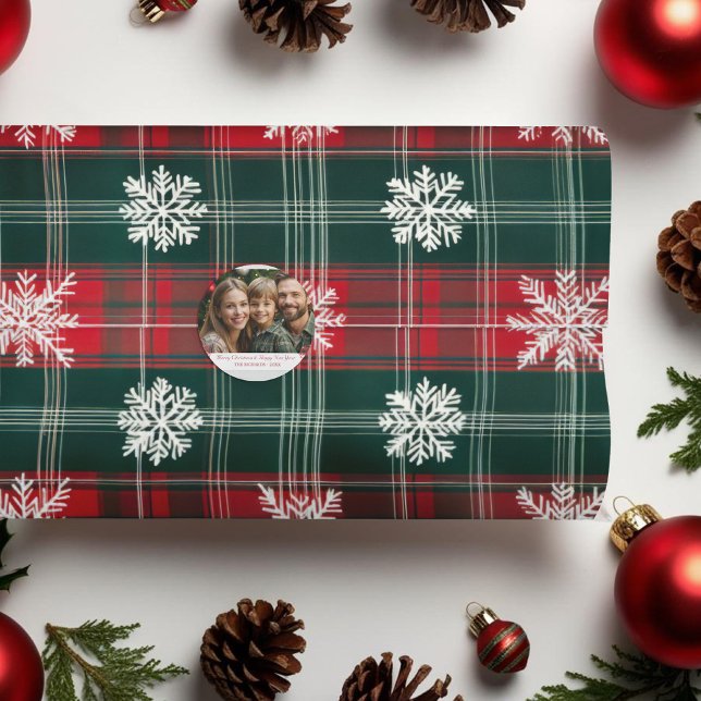 Papel De Seda Navidades elegantes copos de nieve rojos y verdes (Elegant Christmas Red and Green Snowflakes Tissue Paper)