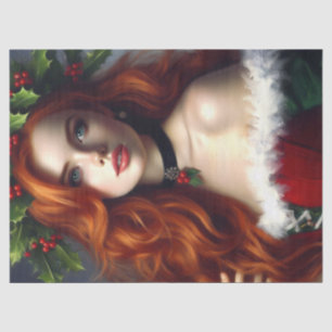 Papel De Seda Navidades Elegantes Dama Con Pelo Rojo
