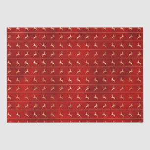 Papel De Seda Navidades elegantes de rayas de reno rojo