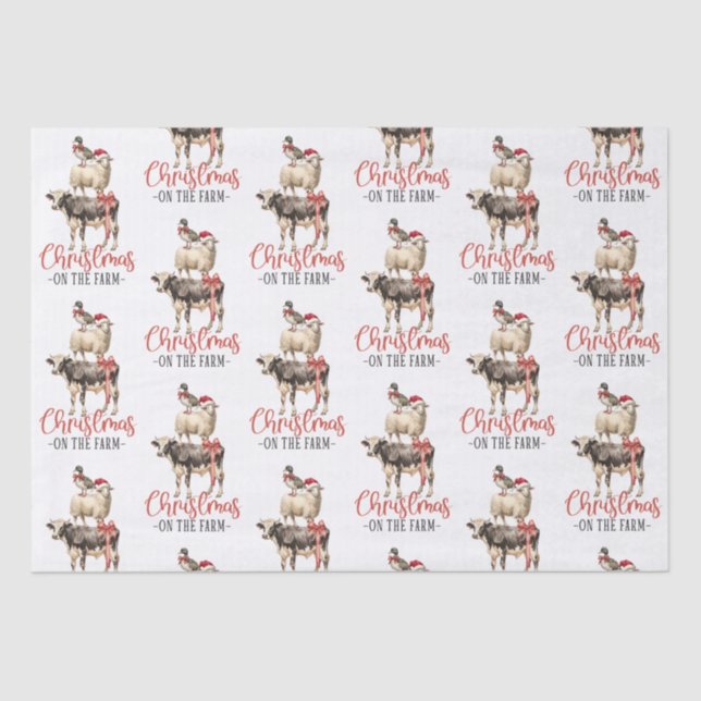Papel De Seda Navidades en la granja de animales Barnyard (Anverso)