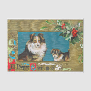Papel De Seda Navidades enmarcados colocan con Holly y Berries