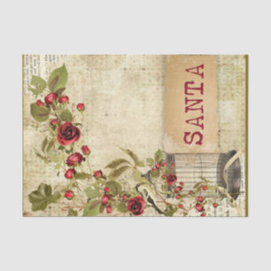 Papel De Seda Navidades Ephemera Rosa Cage Santa Decoupage