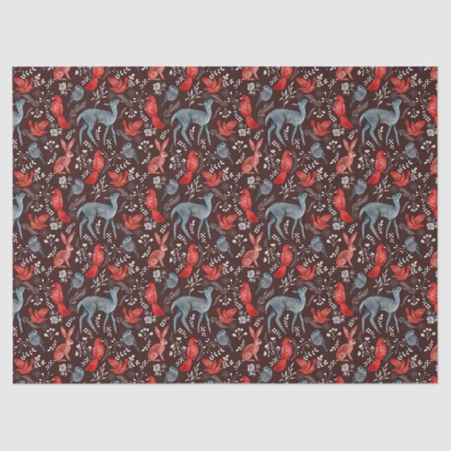 Papel De Seda Navidades escandinavos de arte folclórico sobre lo (Anverso)