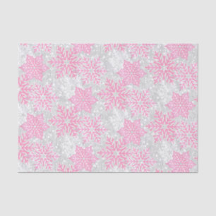 Papel De Seda Navidades esparcen copos de nieve rosa y blanco