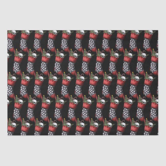 Papel De Seda Navidades espeluznantes con cráneo gótico en repos (Anverso)