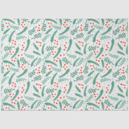 Papel De Seda Navidades Evergreen Boughes y Holly Berries