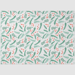 Papel De Seda Navidades Evergreen Boughes y Holly Berries