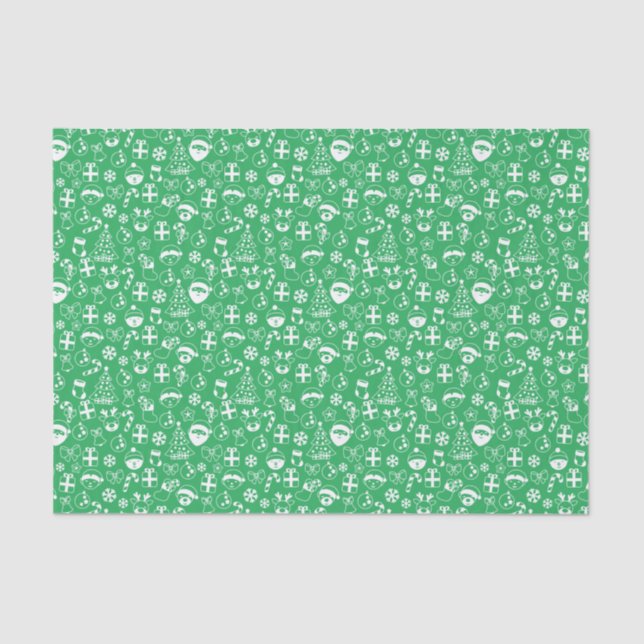 Papel De Seda Navidades favorecen a Green Santa Elf Snowman Sant (Anverso)