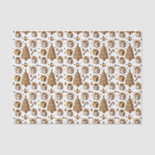 Papel De Seda Navidades festivos árboles dorados