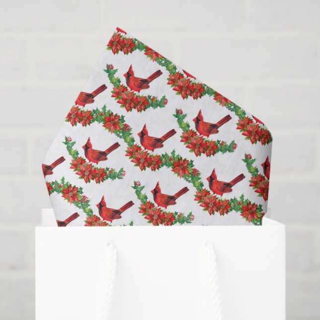 Papel De Seda navidades festivos cardenales fiesta con azulejos (Bolsa de regalo)