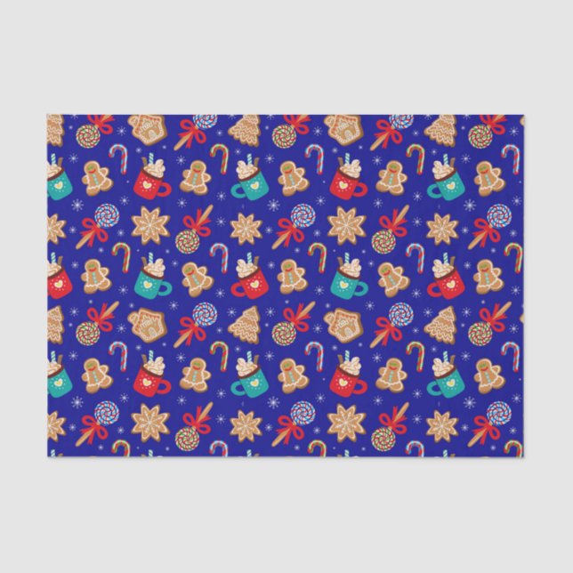 Papel De Seda Navidades festivos con dulces, galletas y chocolat (Anverso)