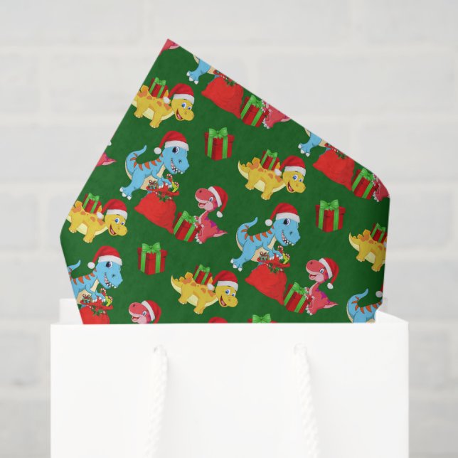 Papel De Seda navidades festivos con un patrón de dinosaurio (Bolsa de regalo)