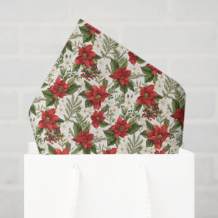 Papel De Seda navidades festivos de estampado de poinsettia